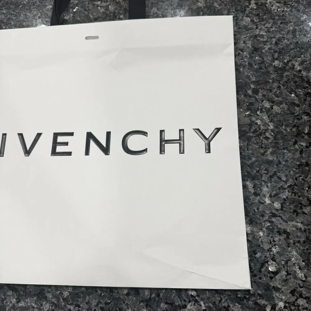 NEW AUTHENTIC GIVENCHY WHITE BLACK SHOPPING GIFT BAG TOTE EMPTY 
